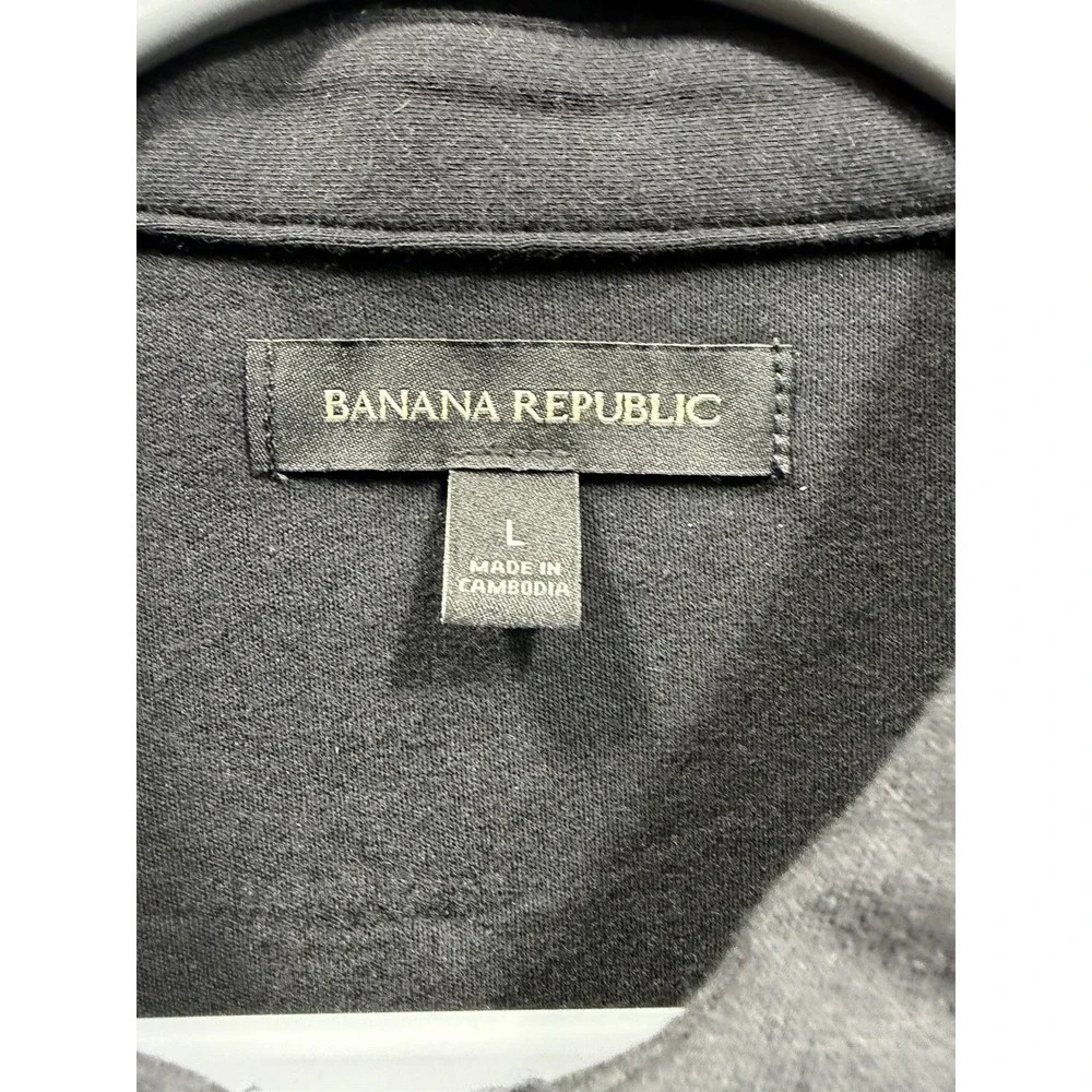 Banana Republic Men's Cotton Luxe Touch Polo Shirt, Black, Large